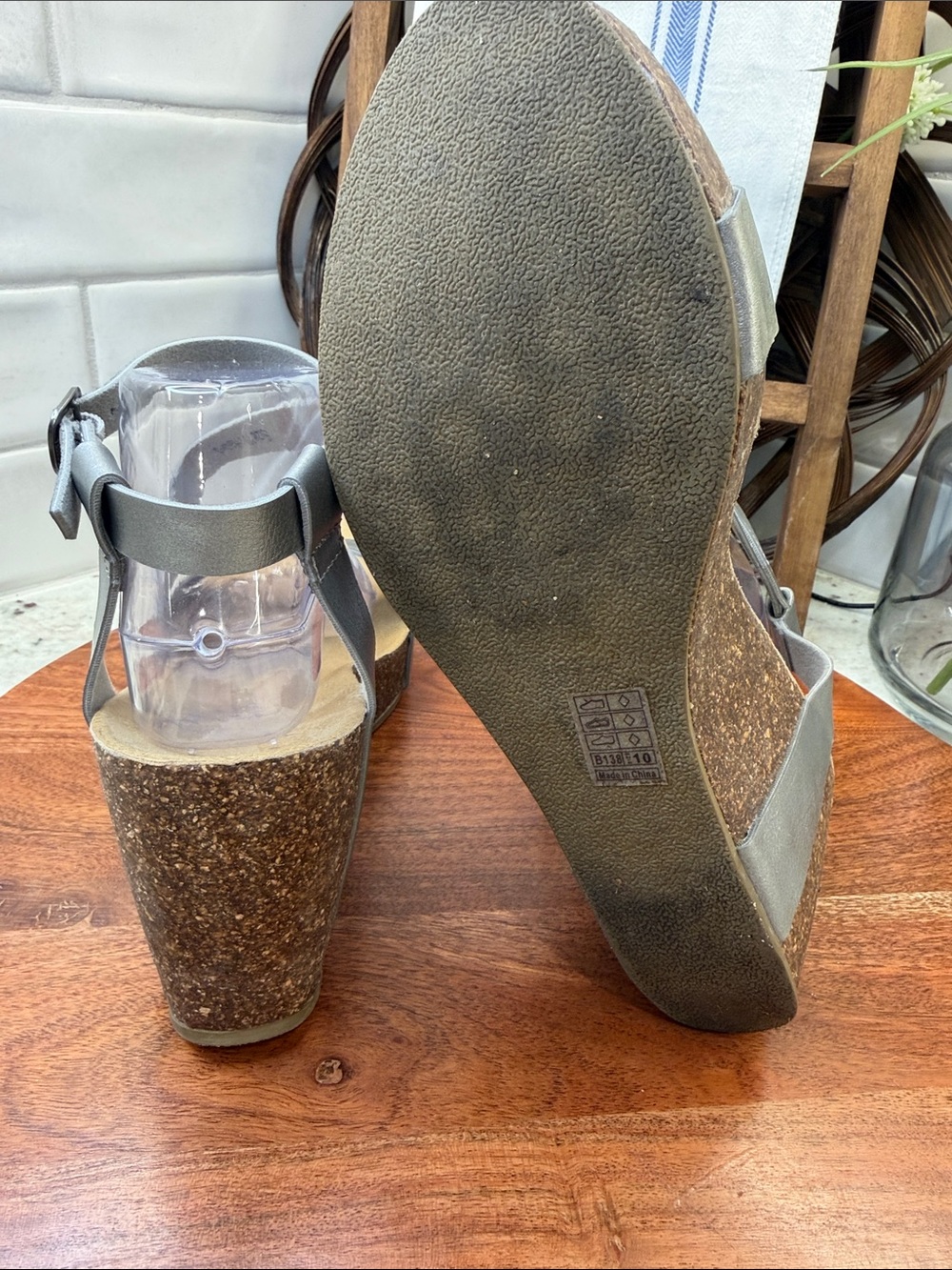 Blowfish Malibu Hazard Wedge Sandals with Metallic Silver Straps - Picture 7 of 7